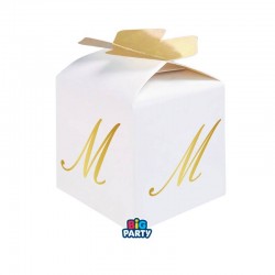 SCATOLINA CUBETTO PORTACONFETTI 5x7x5cm LETTERA M 10pz
