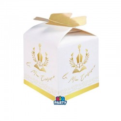 SCATOLINA CUBETTO PORTACONFETTI 5x7x5cm CRESIMA ELEGANT 10pz
