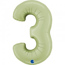 PALLONE NUMERO 3 MYLAR 102cm 40" SATIN VERDE OLIVA