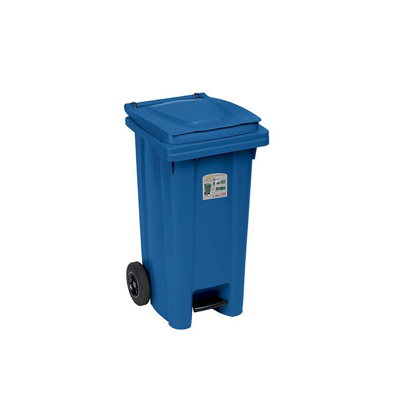 BIDONE C/PEDALE E RUOTE 120lt BLU TRAFFICO 54,5x49,5x94cm