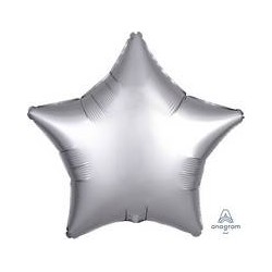 PALLONE MYLAR STELLA 17" 42cm SATIN PLATINUM