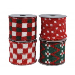 NASTRO RIBBON SCIARPINA XMAS POLIESTERE 6x2mt 1PZ 4COLORI...