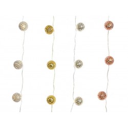 FILO MICRO LED C/PALLINE 110cm 12 LUCI SILVER BIANCO...