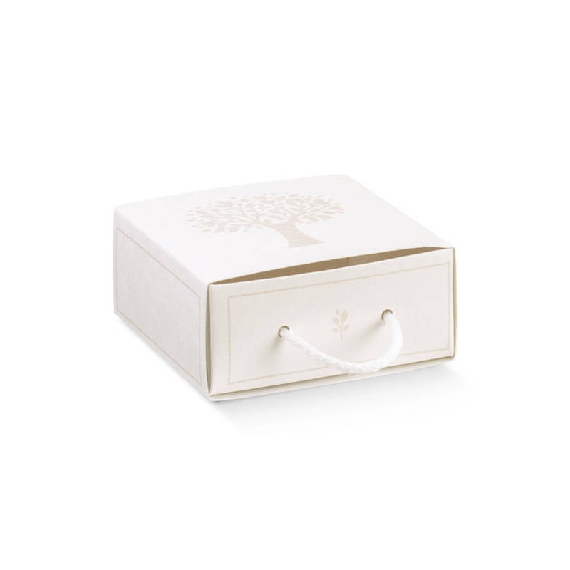 SCATOLA CASSETTA C/CORDINO ALBERO VITA 9x9x4cm 10pz