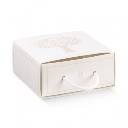 SCATOLA CASSETTA C/CORDINO ALBERO VITA 9x9x4cm 10pz