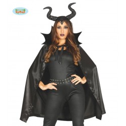 SET CORNA E MANTELLO DIAVOLESSA NERA 100cm