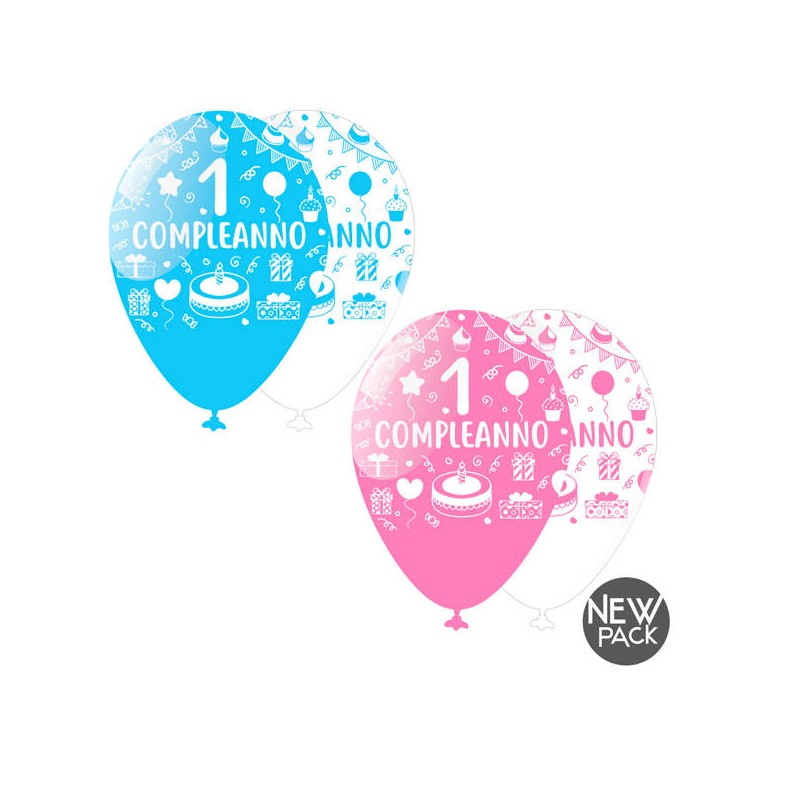 PALLONCINI 1° COMPLEANNO LARGE ASS.TI 10pz