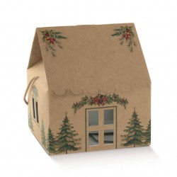 SCATOLA CASETTA AVANA C/CORDINI 24,5x24,5x15cm PINI VERDI