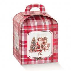 SCATOLA PANETTONE 10x10x10cm SANTA'S HOME