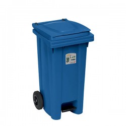 BIDONE C/PEDALE E RUOTE 120lt BLU TRAFFICO 54,5x49,5x94cm