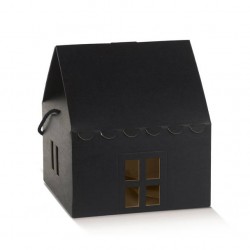 SCATOLA CASETTA C/CORDINI 24,5x24,5x15cm SETA NERO