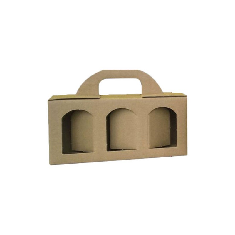 CESTELLO PORTA 3 VASETTI GRANDE C/FIN. 25x8x12cm AVANA LISCIO