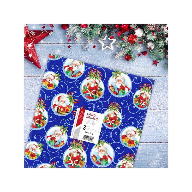 CARTA REGALO 70x100cm 3 FOGLI ASS. NATALE FLO
