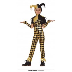 COSTUME GLITTER CLOWN ORO/NERO BIMBA 10-12 ANNI