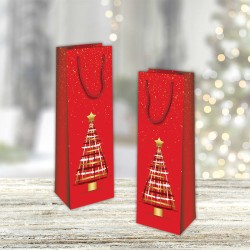 SHOPPER CARTA ABETE BOTTIGLIA 12+9x39cm ROSSO