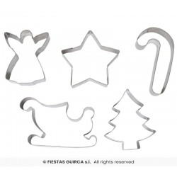 SET TAGLIA PASTA IN METALLO SOGGETTI NATALIZI 5pz ass.ti
