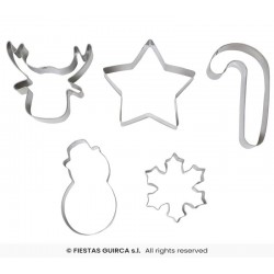 SET TAGLIA PASTA IN METALLO SOGGETTI NATALIZI 5pz ass.ti