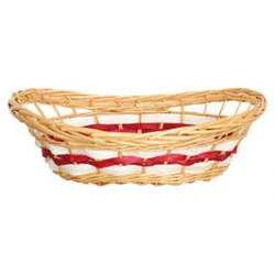 CESTO OVALE CON INTRECCIO ROSSO 51x36x17cm CEN02541