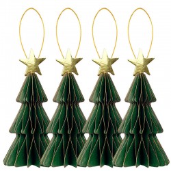 DECORAZIONE IN CARTA ALBERO VERDE C/STELLA H10cm 4pz