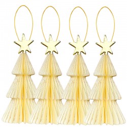 DECORAZIONE IN CARTA ALBERO AVORIO C/STELLA H10cm 4pz