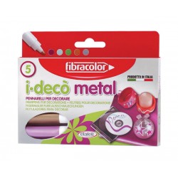PENNARELLI PER DECORARE I-DECò METAL P. GROSSA 5pz FIBRACOLOR