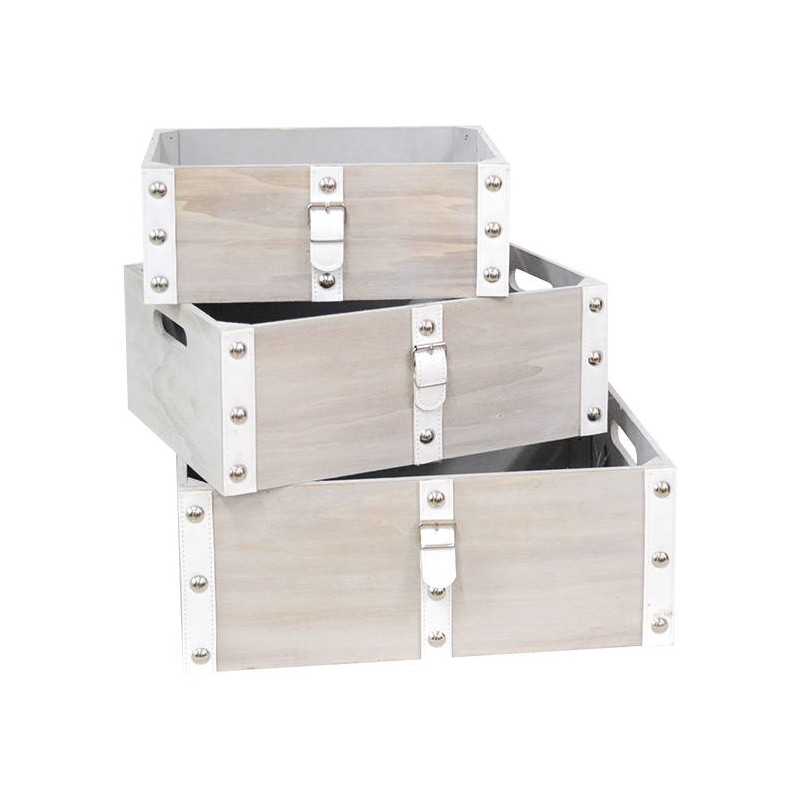 CASSETTA LEGNO EPL+BORCHIE GRIGIA 33x23x13cm 2/3 CASL2644