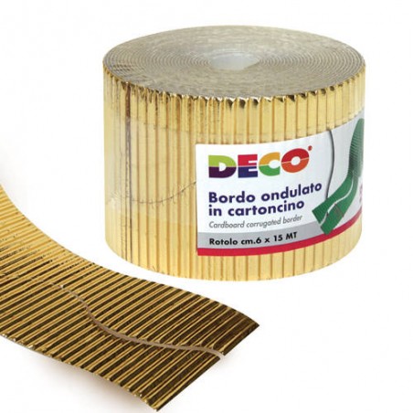 BORDO CARTONCINO CANNETè ONDULATO cm6x15mt ORO METAL