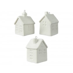 CASETTA IN PORCELLANA C/APPENDINO H.6,5cm BIANCA 1pz