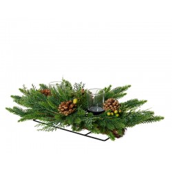 PORTACANDELE C/PIGNE 50cm VERDE