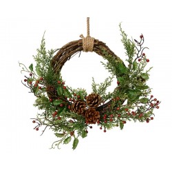 GHIRLANDA C/BACCHE E PIGNE ø30cm GLITTERATA