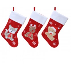 CALZA ROSSA IN POLIESTERE CON SOGGETTI NATALIZI ASS.TI...