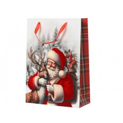 BORSA CARTA REGALO 18x8x24cm BABBO NATALE