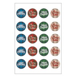 ETICHETTE ADESIVE TARTAN MERRY CHRISTMAS ø3 240pz