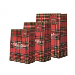 SHOPPER CARTA PLASTIFICATA OPACA MERRY CHRISTMAS SCOZZESE...