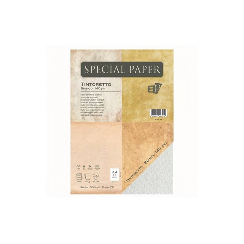 CARTONCINO DOPPIO 33x16,5 TINTORETTO BIANCO gr.200 25fg