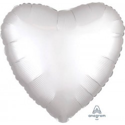 PALLONE MYLAR CUORE 18" 45cm SATIN BIANCO WHITE