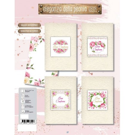BIGLIETTO AUGURI NATURAL ELEGANZA DELLA PEONIA 1121/G