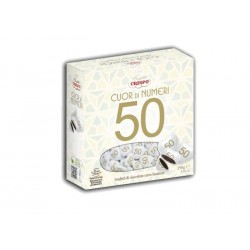 CONFETTI CUOR DI NUMERO "50" CIOCCOLATO FONDENTE 250gr