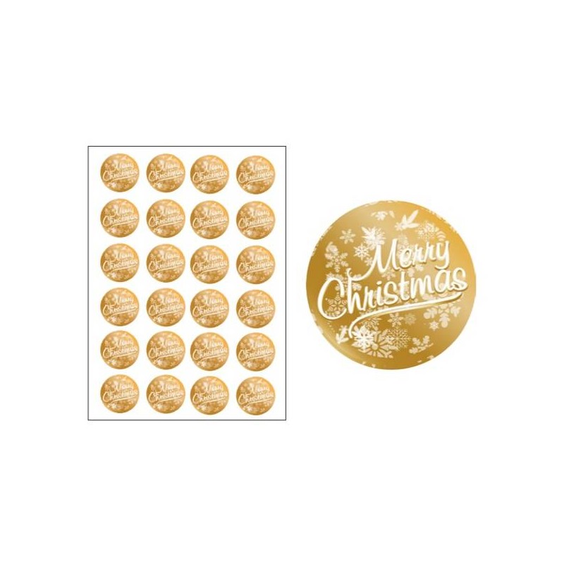 ETICHETTE ADESIVE MERRY CHRISTMAS METAL ORO ø3x3 240pz