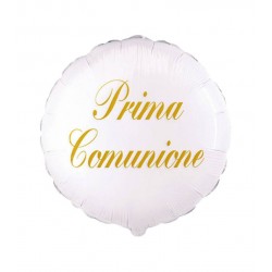 PALLONE MYLAR TONDO 18" 45cm PRIMA COMUNIONE BIANCO