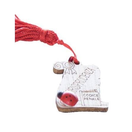 APPLICAZIONE MAGNETE PERGAMENA LEGNO C/NAPPA 'LAUREA GIURISPRUDENZA' 3,5cm 24pz