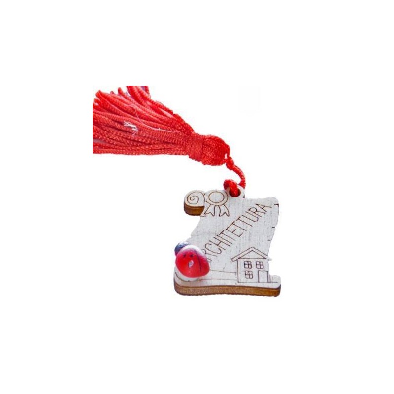 APPLICAZIONE MAGNETE PERGAMENA LEGNO C/NAPPA 'LAUREA ARCHITETTURA' 3,5cm 24pz