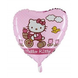 PALLONE MYLAR CUORE 45cm  HELLO KITTY BIKE