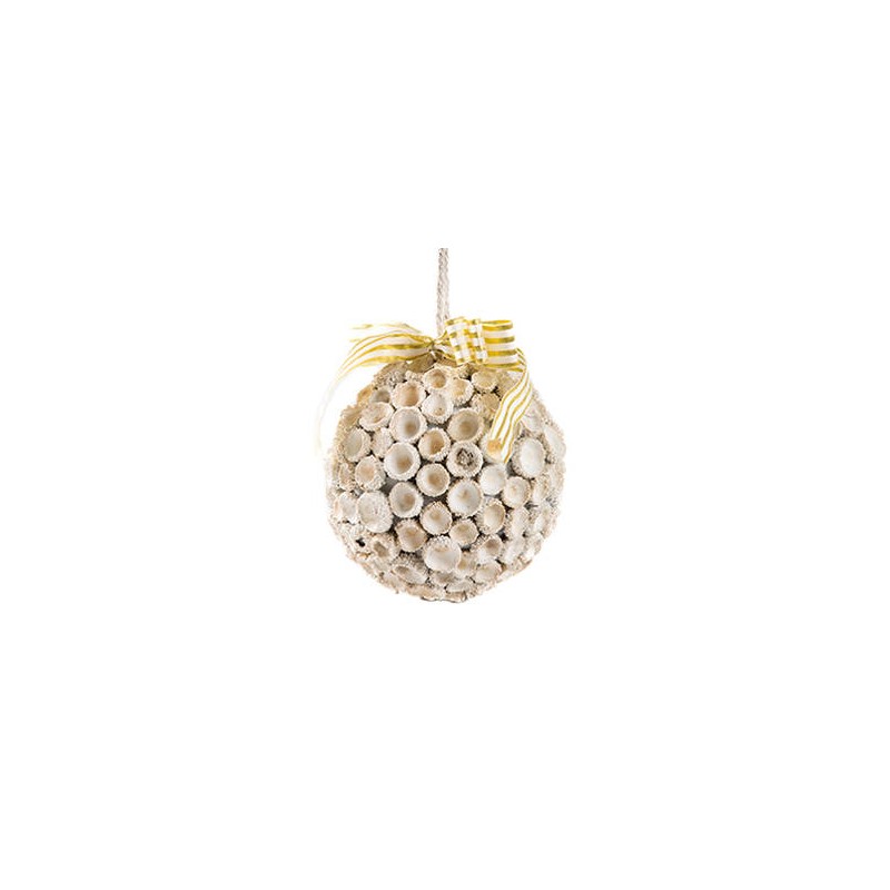 SFERA C/APPLICAZIONI BAUBLE HANGER WISH ø15 WHITE