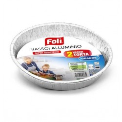 VASSOIO ALLUMINIO TONDO ø27x4cm TORTA GRANDE 2pz FOLI'
