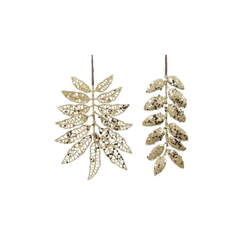 FOGLIE GLITTERATE ASS.TE ORO 2pz