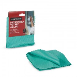 PANNO IN MICROFIBRA 32x32cm VETRI&ACCIAIO 1pz BASIC
