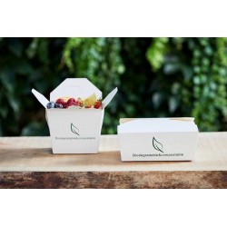 TAKE AWAY BOX CARTA+PLA 11,2x9x6,5cm 800ml 25pz COMPOSTABILE