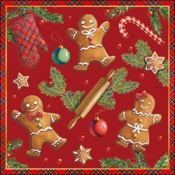TOVAGLIOLI 33x33cm GINGERBREAD COOKIES ROSSO 20pz