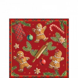 TOVAGLIOLI 25x25cm GINGERBREAD COOKIES ROSSO 20pz